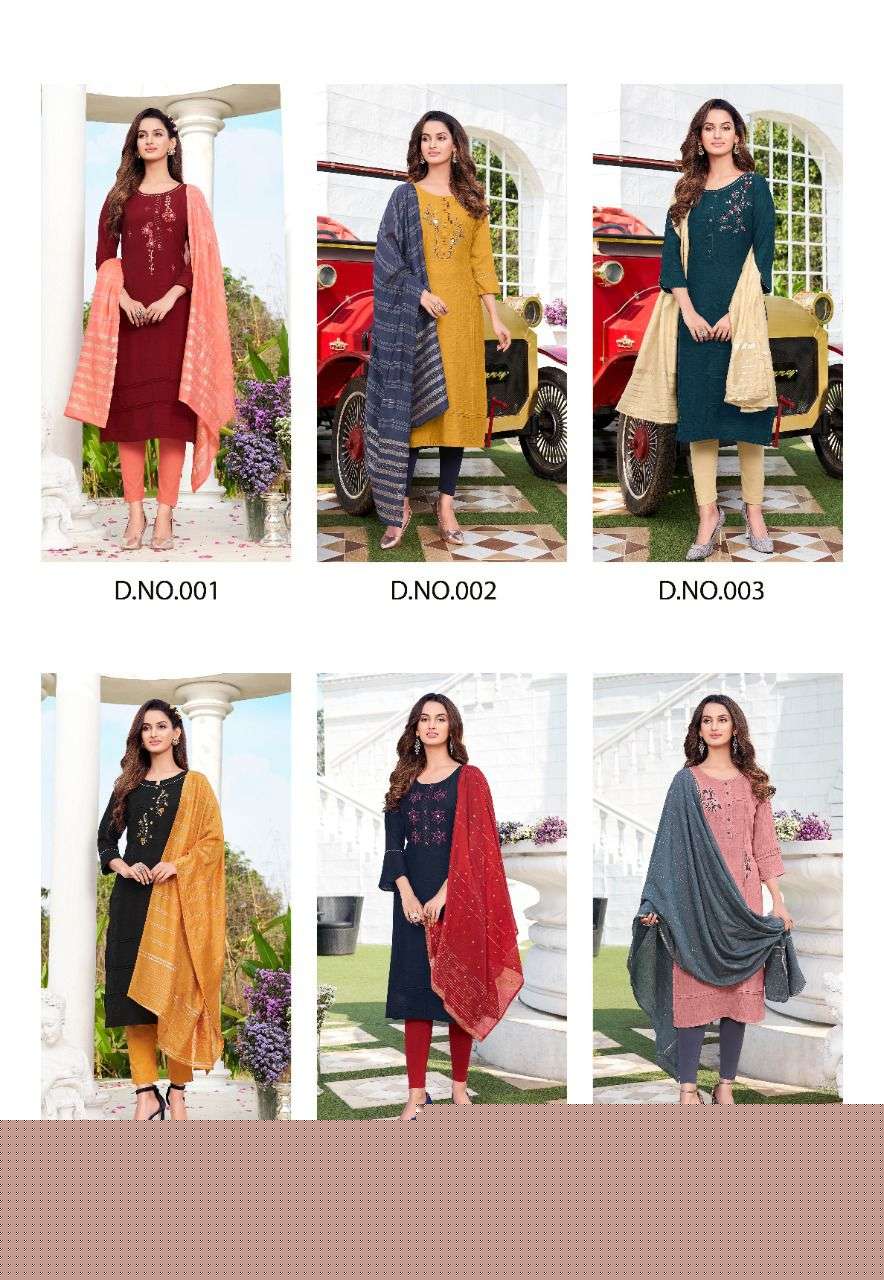 EXOTIC VOL-2 BY IKW 001 TO 006 SERIES DESIGNER STYLISH FANCY COLORFUL BEAUTIFUL PARTY WEAR & ETHNIC WEAR COLLECTION NYLON VISCOSE KURTIS WITH DUPATTA AT WHOLESALE PRICE