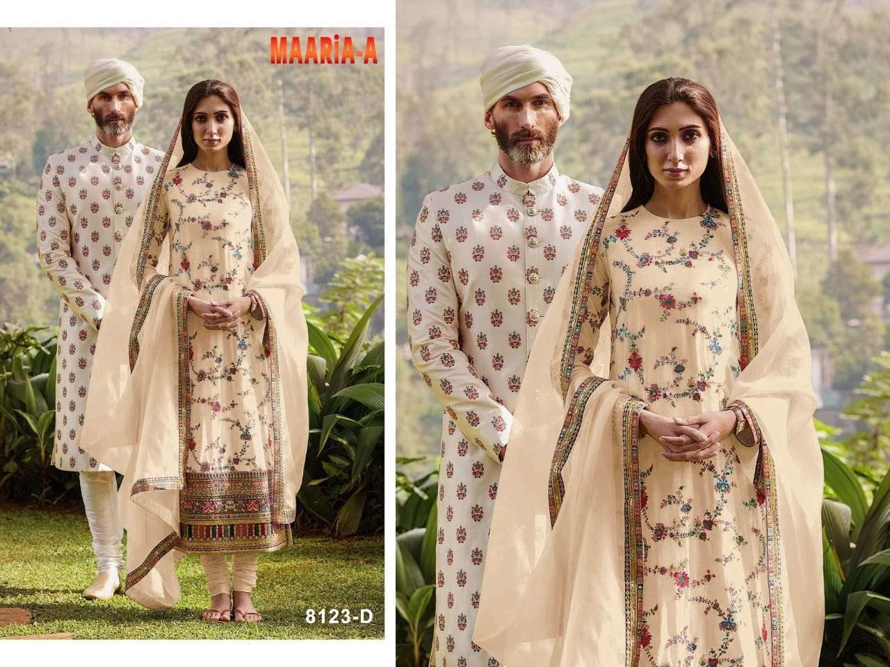 MAARIA.A BY RAZZO EXPORTS 8123-A TO 8123-F SERIES BEAUTIFUL PAKISTANI SUITS COLORFUL STYLISH FANCY CASUAL WEAR & ETHNIC WEAR FAUX GEORGETTE DRESSES AT WHOLESALE PRICE