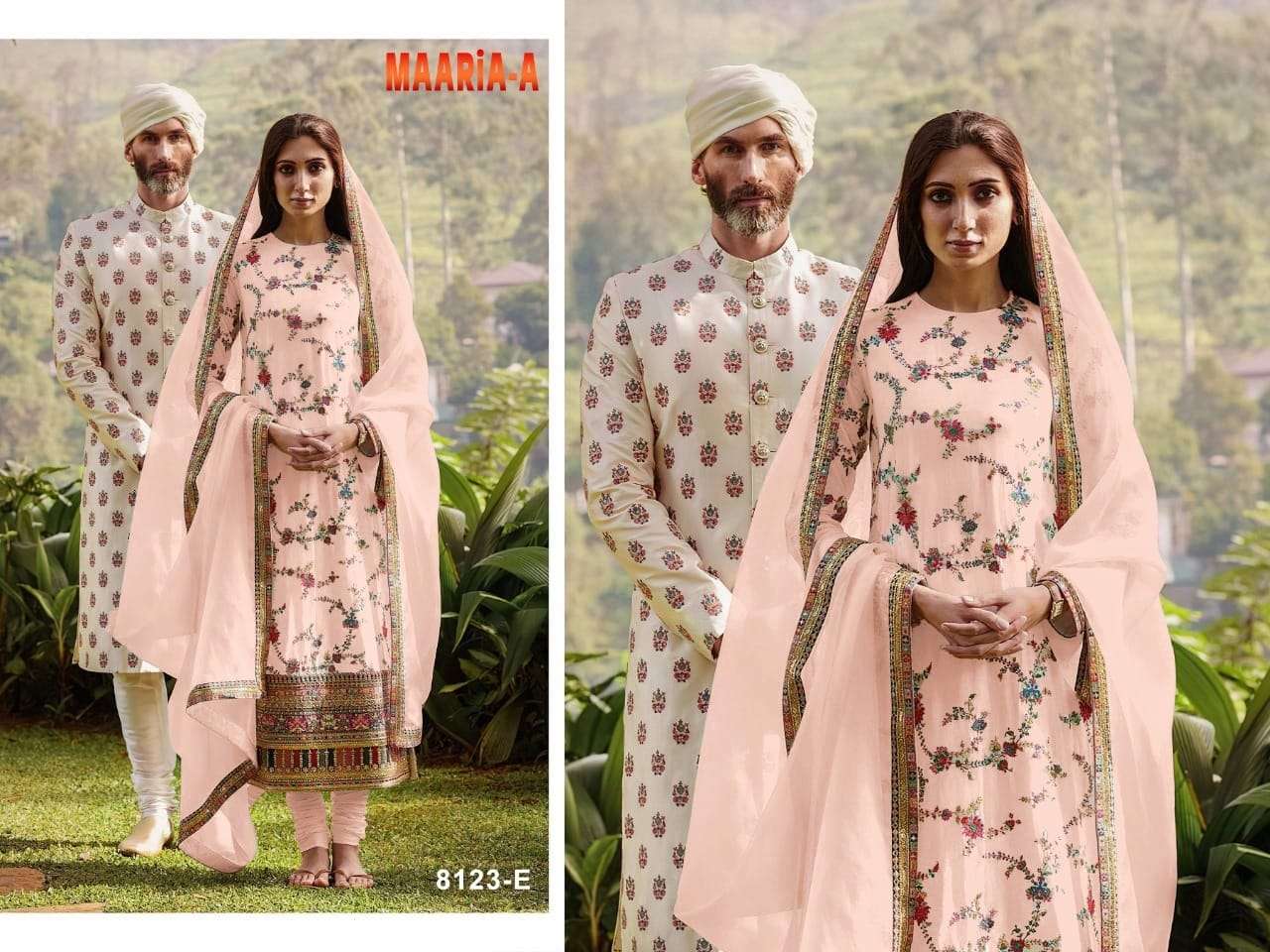 MAARIA.A BY RAZZO EXPORTS 8123-A TO 8123-F SERIES BEAUTIFUL PAKISTANI SUITS COLORFUL STYLISH FANCY CASUAL WEAR & ETHNIC WEAR FAUX GEORGETTE DRESSES AT WHOLESALE PRICE