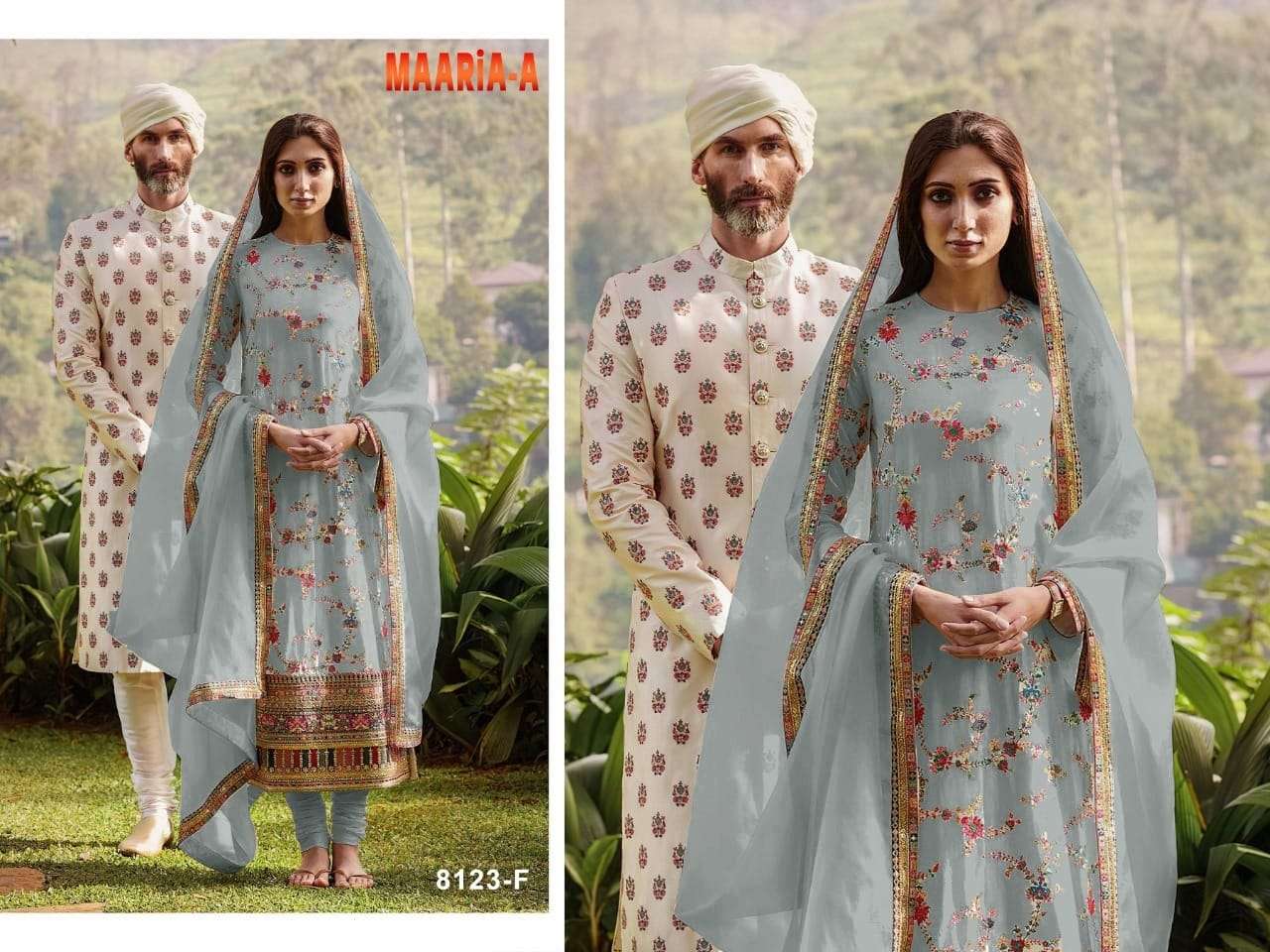 MAARIA.A BY RAZZO EXPORTS 8123-A TO 8123-F SERIES BEAUTIFUL PAKISTANI SUITS COLORFUL STYLISH FANCY CASUAL WEAR & ETHNIC WEAR FAUX GEORGETTE DRESSES AT WHOLESALE PRICE