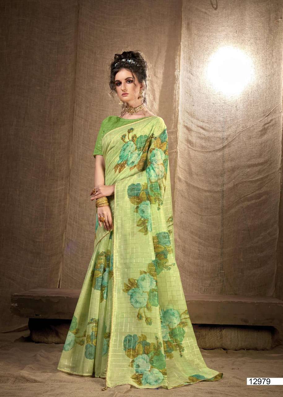 KASHISHWARI BY TRIVENI 12977 TO 12984 SERIES INDIAN TRADITIONAL WEAR COLLECTION BEAUTIFUL STYLISH FANCY COLORFUL PARTY WEAR & OCCASIONAL WEAR LINEN COTTON SAREES AT WHOLESALE PRICE