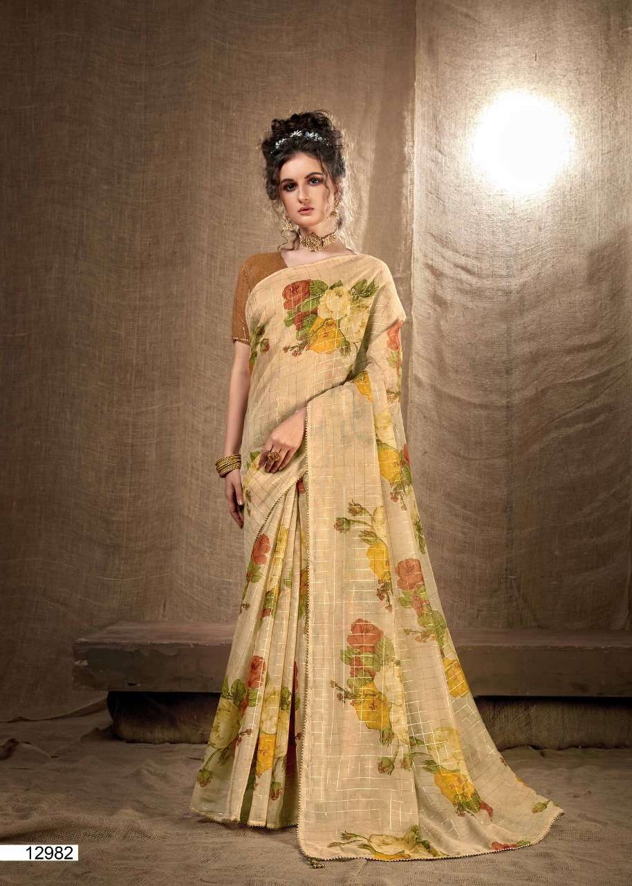 KASHISHWARI BY TRIVENI 12977 TO 12984 SERIES INDIAN TRADITIONAL WEAR COLLECTION BEAUTIFUL STYLISH FANCY COLORFUL PARTY WEAR & OCCASIONAL WEAR LINEN COTTON SAREES AT WHOLESALE PRICE