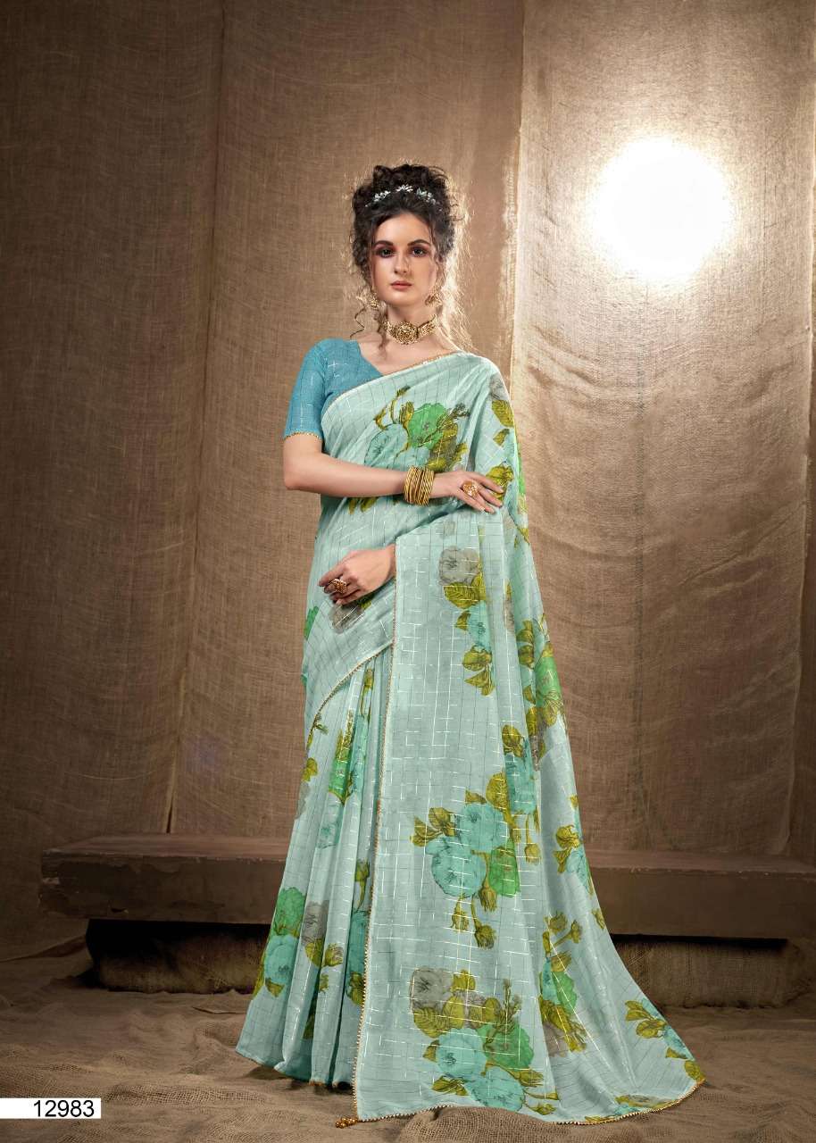 KASHISHWARI BY TRIVENI 12977 TO 12984 SERIES INDIAN TRADITIONAL WEAR COLLECTION BEAUTIFUL STYLISH FANCY COLORFUL PARTY WEAR & OCCASIONAL WEAR LINEN COTTON SAREES AT WHOLESALE PRICE