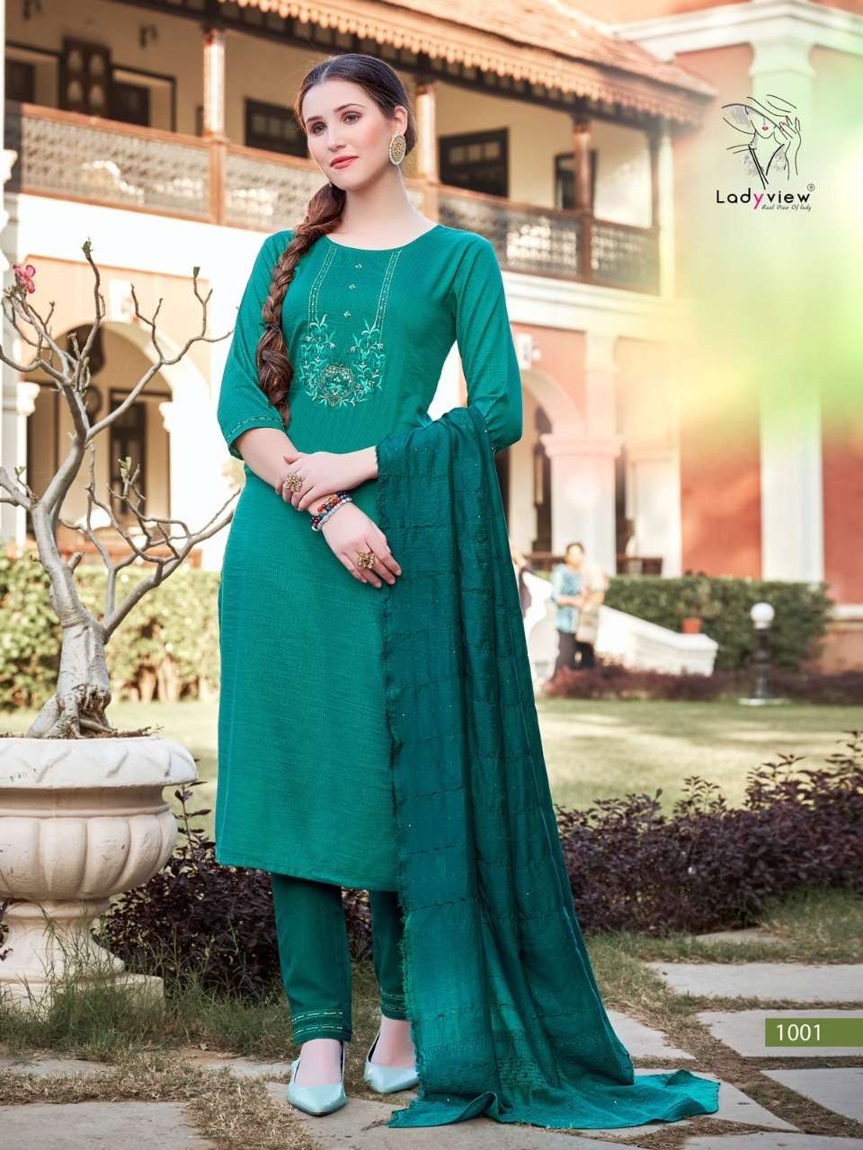 GEET BY LADY VIEW 1001 TO 1006 SERIES BEAUTIFUL SUITS COLORFUL STYLISH FANCY CASUAL WEAR & ETHNIC WEAR VISCOSE SILK DRESSES AT WHOLESALE PRICE