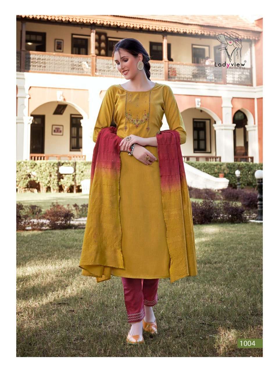 GEET BY LADY VIEW 1001 TO 1006 SERIES BEAUTIFUL SUITS COLORFUL STYLISH FANCY CASUAL WEAR & ETHNIC WEAR VISCOSE SILK DRESSES AT WHOLESALE PRICE