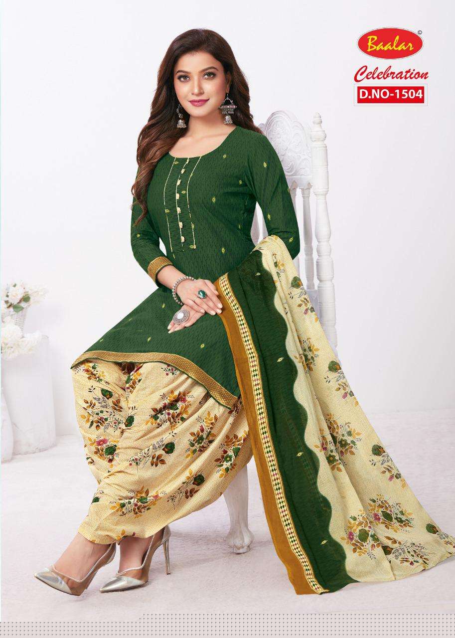 CELEBRATION VOL-15 BY BAALAR 1503 TO 1515 SERIES BEAUTIFUL STYLISH SHARARA SUITS FANCY COLORFUL CASUAL WEAR & ETHNIC WEAR & READY TO WEAR HEAVY COTTON PRINTED DRESSES AT WHOLESALE PRICE