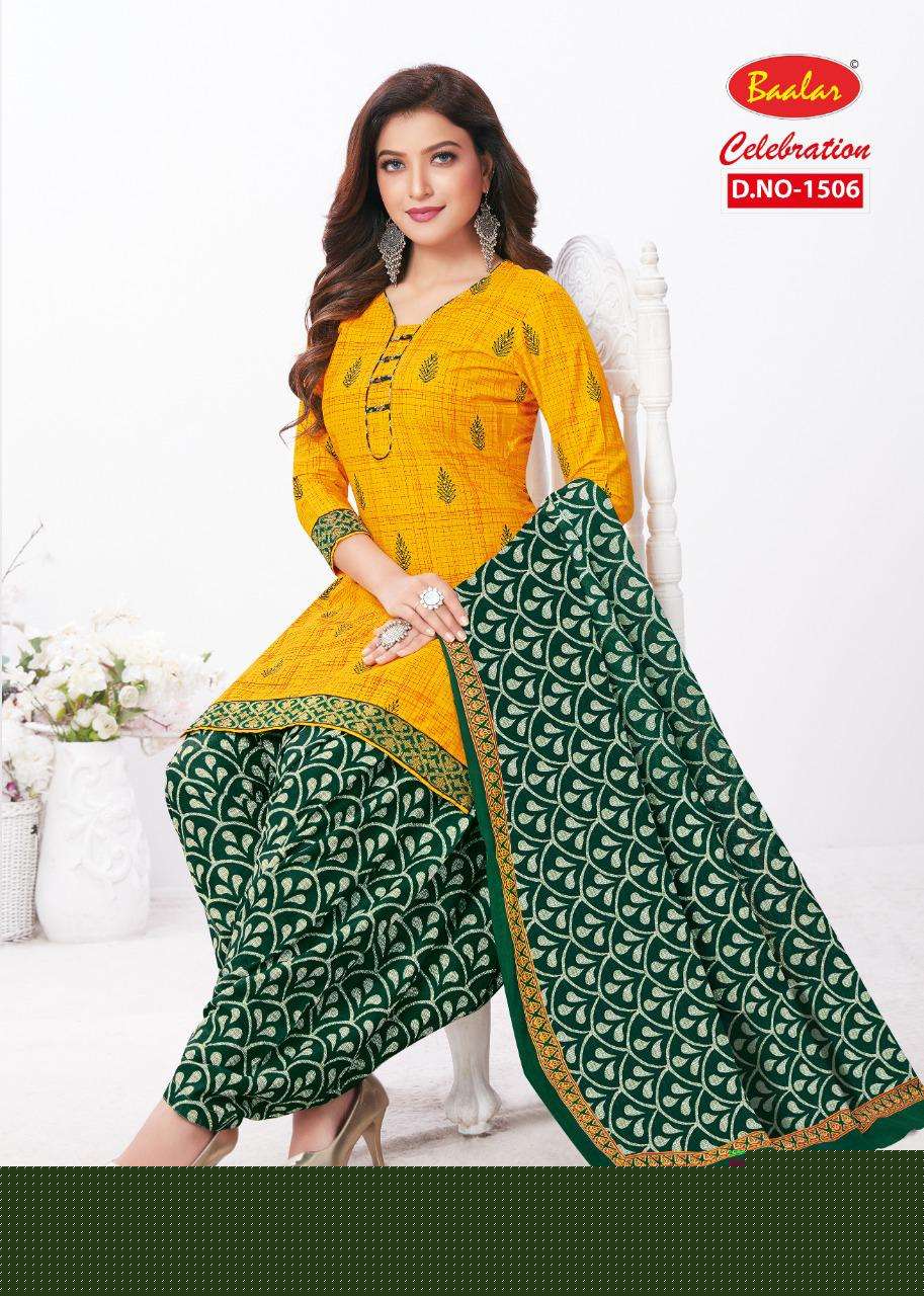 CELEBRATION VOL-15 BY BAALAR 1503 TO 1515 SERIES BEAUTIFUL STYLISH SHARARA SUITS FANCY COLORFUL CASUAL WEAR & ETHNIC WEAR & READY TO WEAR HEAVY COTTON PRINTED DRESSES AT WHOLESALE PRICE
