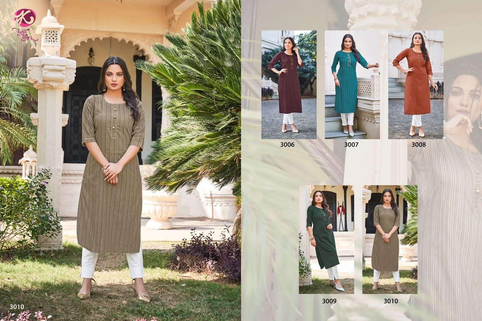 TULIP VOL-2 BY KURTI TIMES 3006 TO 3010 SERIES DESIGNER STYLISH FANCY COLORFUL BEAUTIFUL PARTY WEAR & ETHNIC WEAR COLLECTION COTTON EMBROIDERY KURTIS AT WHOLESALE PRICE