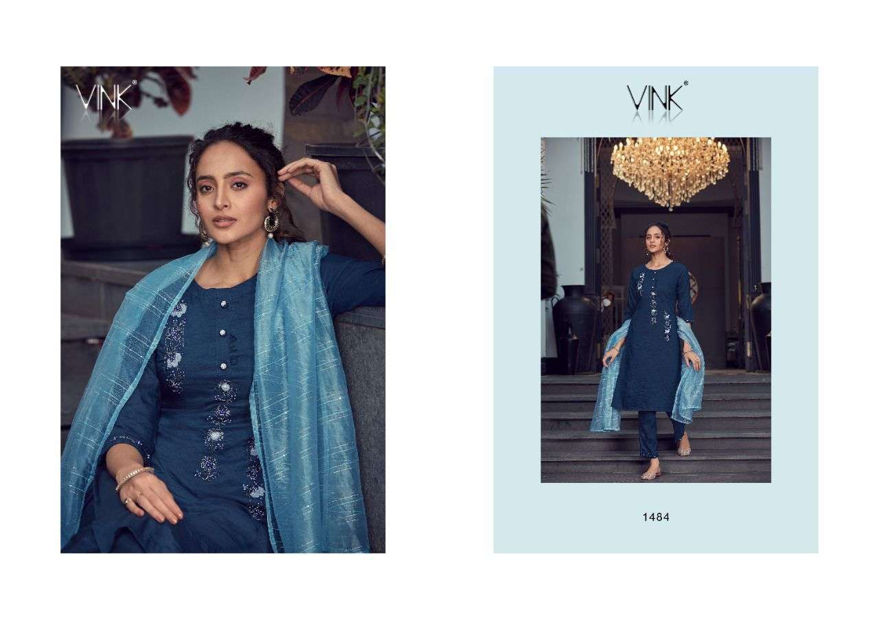 VIBES BY VINK 1481 TO 1486 SERIES BEAUTIFUL SUITS COLORFUL STYLISH FANCY CASUAL WEAR & ETHNIC WEAR VISCOSE SILK EMBROIDERED DRESSES AT WHOLESALE PRICE