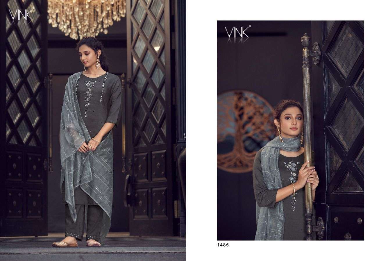 VIBES BY VINK 1481 TO 1486 SERIES BEAUTIFUL SUITS COLORFUL STYLISH FANCY CASUAL WEAR & ETHNIC WEAR VISCOSE SILK EMBROIDERED DRESSES AT WHOLESALE PRICE