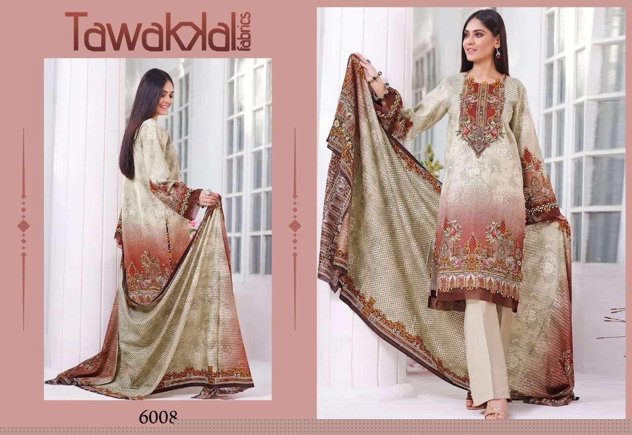 OPULENCE LUXURY COTTON VOL-6 BY TAWAKKAL FAB 6001 TO 6010 SERIES BEAUTIFUL SUITS COLORFUL STYLISH FANCY CASUAL WEAR & ETHNIC WEAR COTTON PRINT DRESSES AT WHOLESALE PRICE