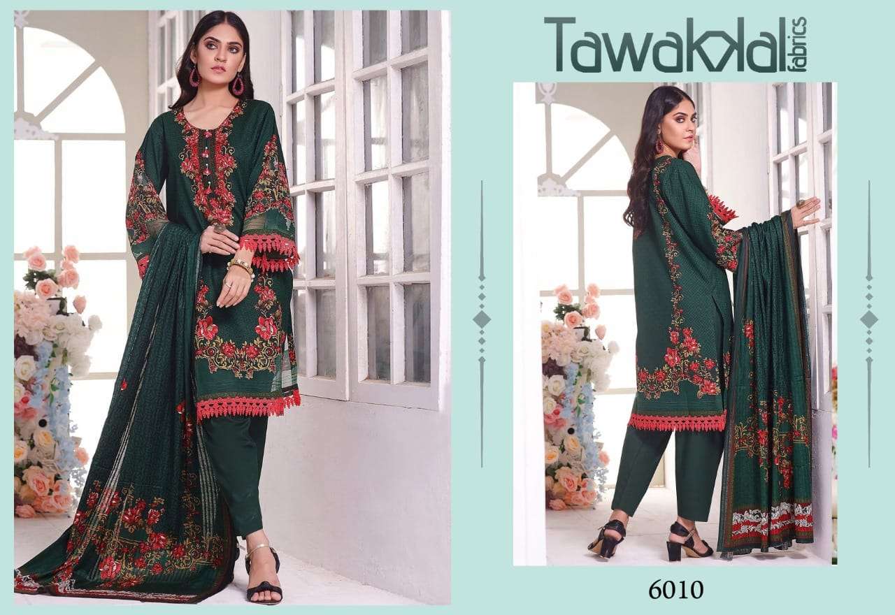 OPULENCE LUXURY COTTON VOL-6 BY TAWAKKAL FAB 6001 TO 6010 SERIES BEAUTIFUL SUITS COLORFUL STYLISH FANCY CASUAL WEAR & ETHNIC WEAR COTTON PRINT DRESSES AT WHOLESALE PRICE