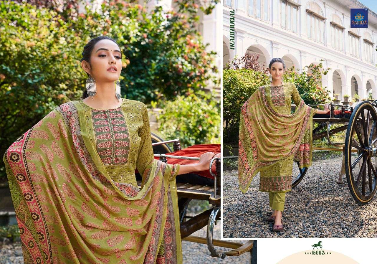 SAAVYA BY SAHIRA EXPORTS 15001 TO 15008 SERIES BEAUTIFUL STYLISH SUITS FANCY COLORFUL CASUAL WEAR & ETHNIC WEAR & READY TO WEAR JAM SATIN DRESSES AT WHOLESALE PRICE