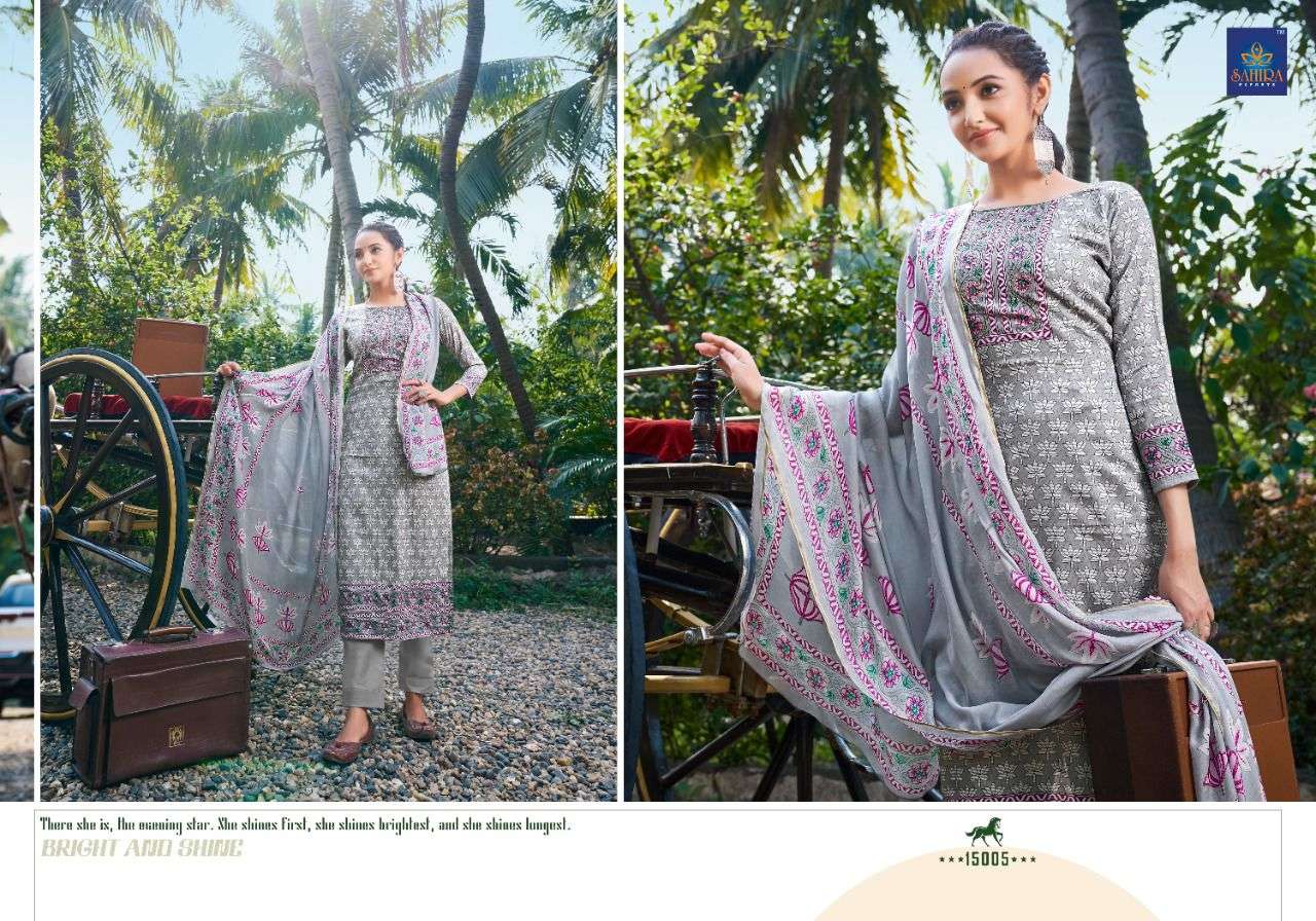 SAAVYA BY SAHIRA EXPORTS 15001 TO 15008 SERIES BEAUTIFUL STYLISH SUITS FANCY COLORFUL CASUAL WEAR & ETHNIC WEAR & READY TO WEAR JAM SATIN DRESSES AT WHOLESALE PRICE