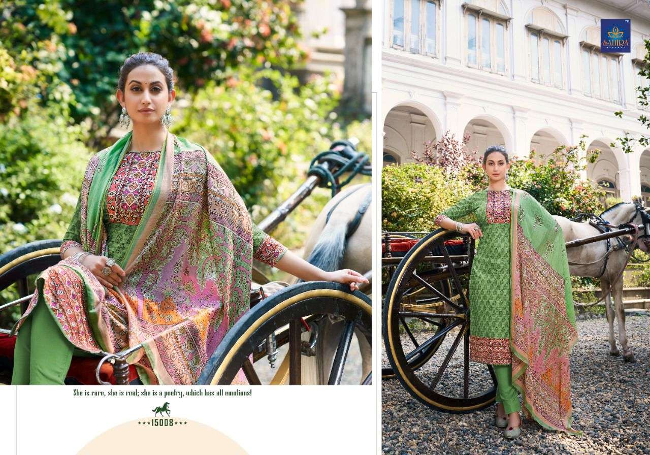 SAAVYA BY SAHIRA EXPORTS 15001 TO 15008 SERIES BEAUTIFUL STYLISH SUITS FANCY COLORFUL CASUAL WEAR & ETHNIC WEAR & READY TO WEAR JAM SATIN DRESSES AT WHOLESALE PRICE