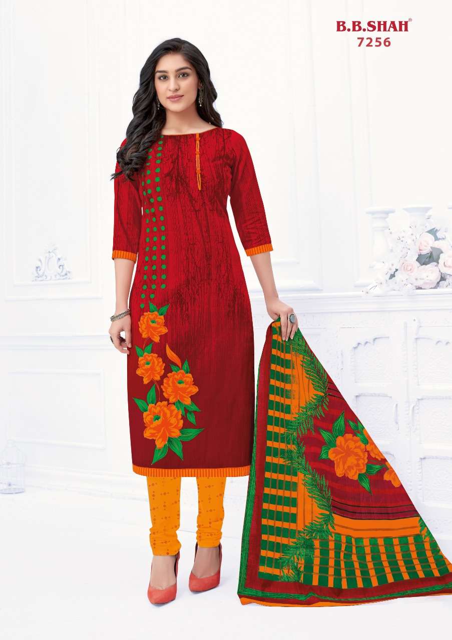 NAYRAA RED SPECIAL BY B B SHAH 7251 TO 7262 SERIES BEAUTIFUL STYLISH SHARARA SUITS FANCY COLORFUL CASUAL WEAR & ETHNIC WEAR & READY TO WEAR HEAVY COTTON PRINTED DRESSES AT WHOLESALE PRICE