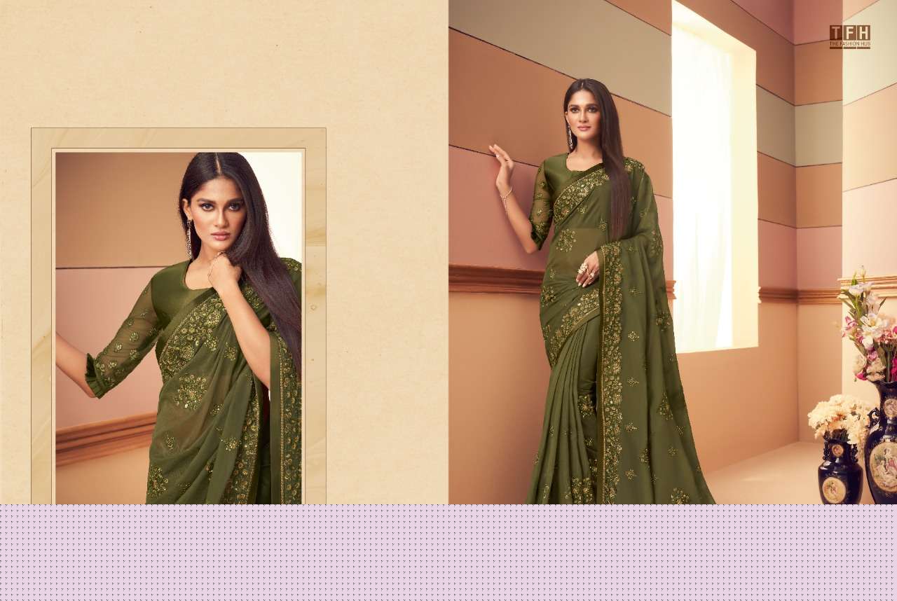 SIMRAN STORY BY TFH INDIAN TRADITIONAL WEAR COLLECTION BEAUTIFUL STYLISH FANCY COLORFUL PARTY WEAR & OCCASIONAL WEAR FANCY SAREES AT WHOLESALE PRICE