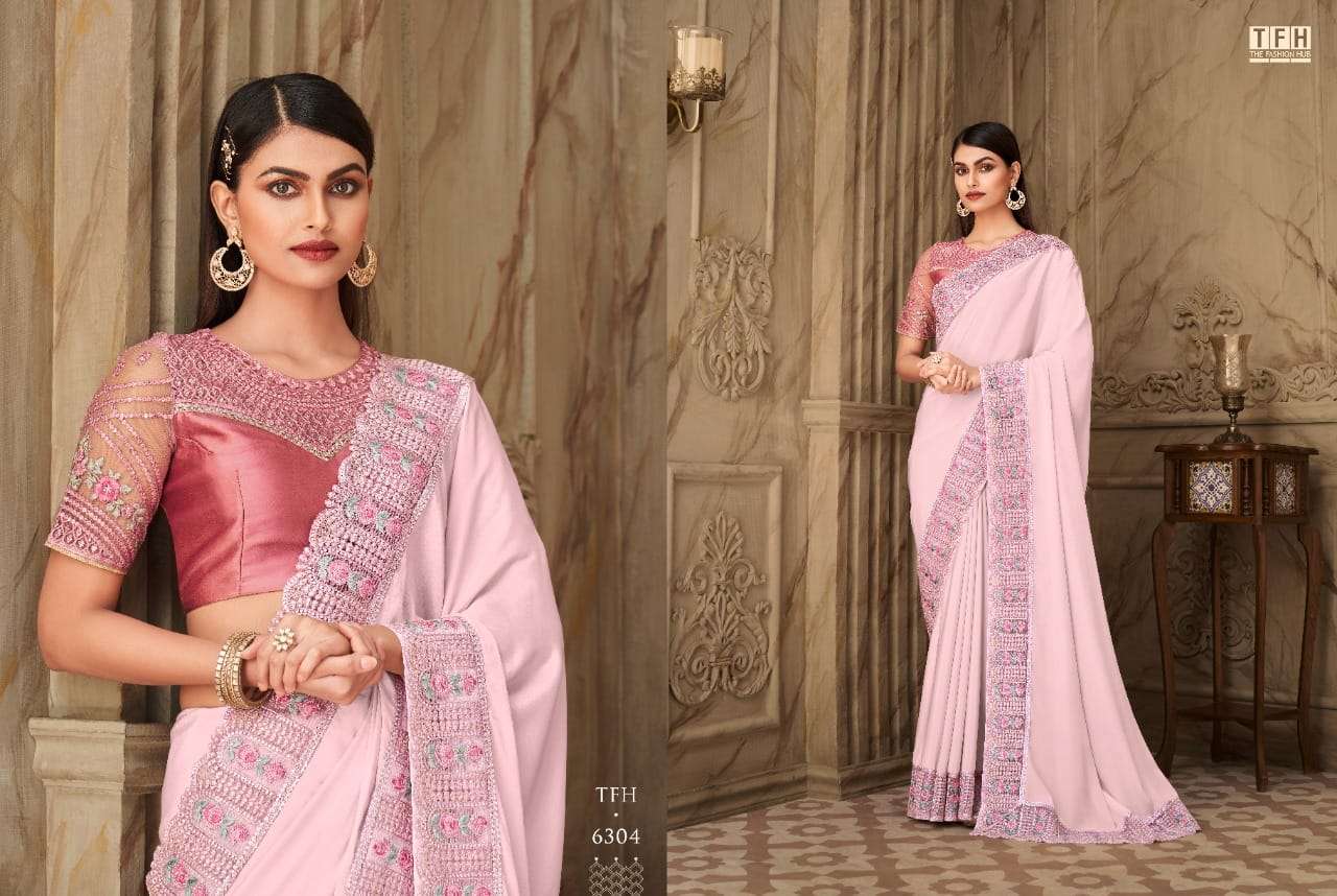 SAFFRON STORY VOL-2 BY TFH 6301 TO 6316 SERIES INDIAN TRADITIONAL WEAR COLLECTION BEAUTIFUL STYLISH FANCY COLORFUL PARTY WEAR & OCCASIONAL WEAR SILK SAREES AT WHOLESALE PRICE