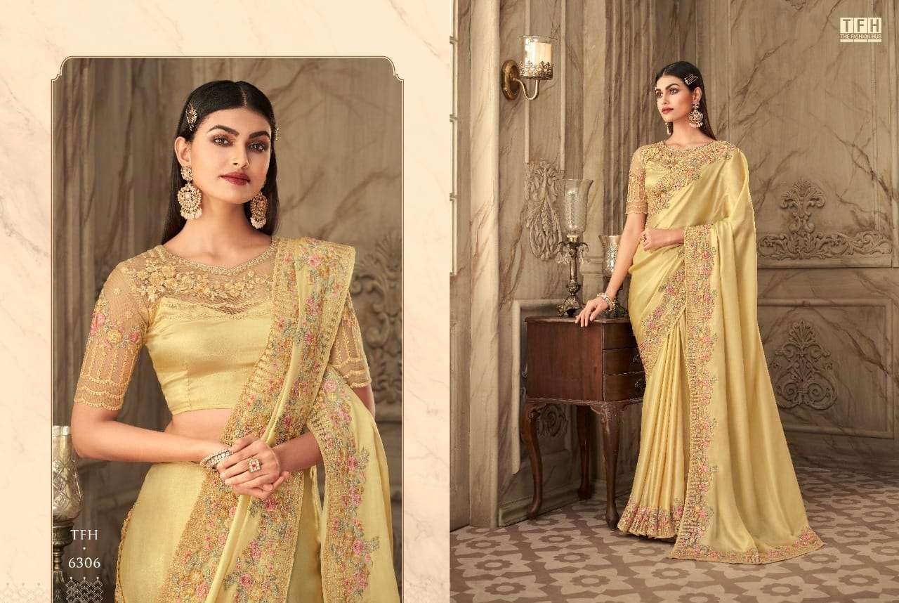SAFFRON STORY VOL-2 BY TFH 6301 TO 6316 SERIES INDIAN TRADITIONAL WEAR COLLECTION BEAUTIFUL STYLISH FANCY COLORFUL PARTY WEAR & OCCASIONAL WEAR SILK SAREES AT WHOLESALE PRICE