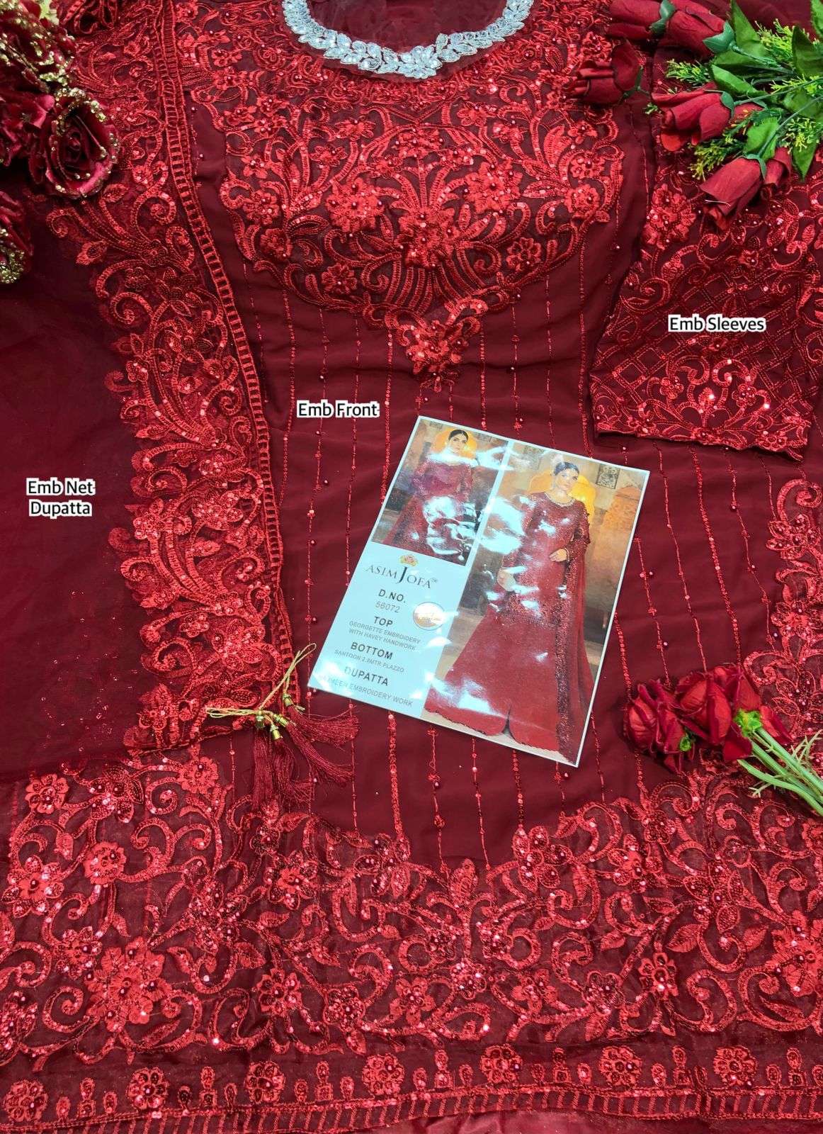 ASIM JOFA HIT DESIGN 56072 BY ASIM JOFA BEAUTIFUL PAKISTANI SUITS STYLISH COLORFUL FANCY CASUAL WEAR & ETHNIC WEAR GEORGETTE EMBROIDERED DRESSES AT WHOLESALE PRICE