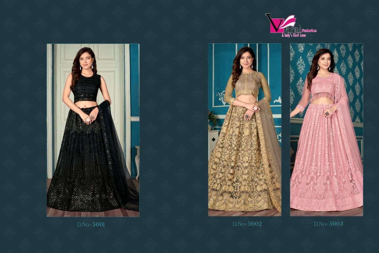 ZEEYA NAFEESA BY VARNI FABRICS 5001 TO 5003 SERIES DESIGNER BEAUTIFUL NAVRATRI COLLECTION OCCASIONAL WEAR & PARTY WEAR NET LEHENGAS AT WHOLESALE PRICE