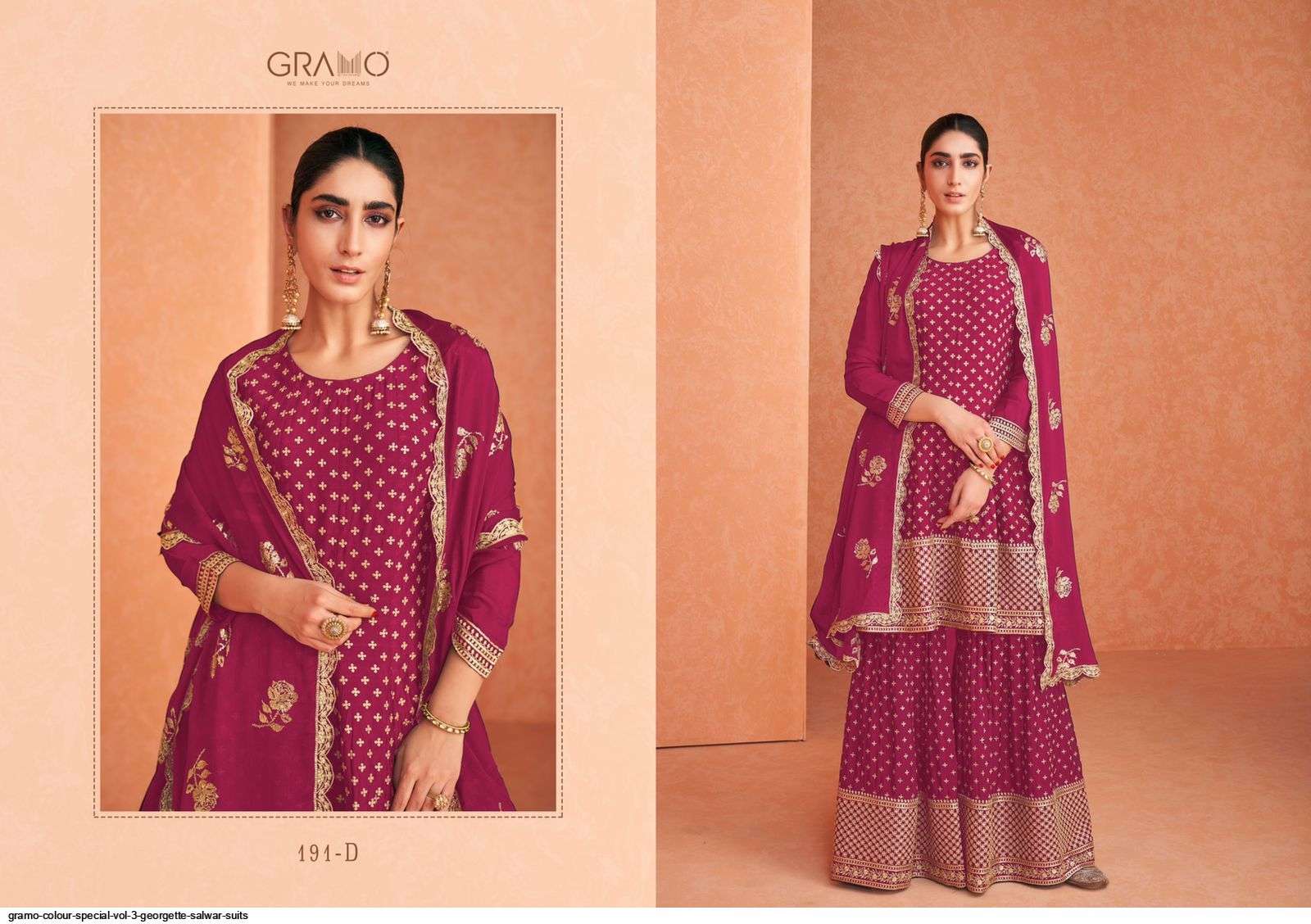 Color Special Vol-3 By Gramo 191-A To 191-E Series Beautiful Stylish Sharara Suits Fancy Colorful Casual Wear & Ethnic Wear & Ready To Wear Heavy Faux Georgette Dresses At Wholesale Price