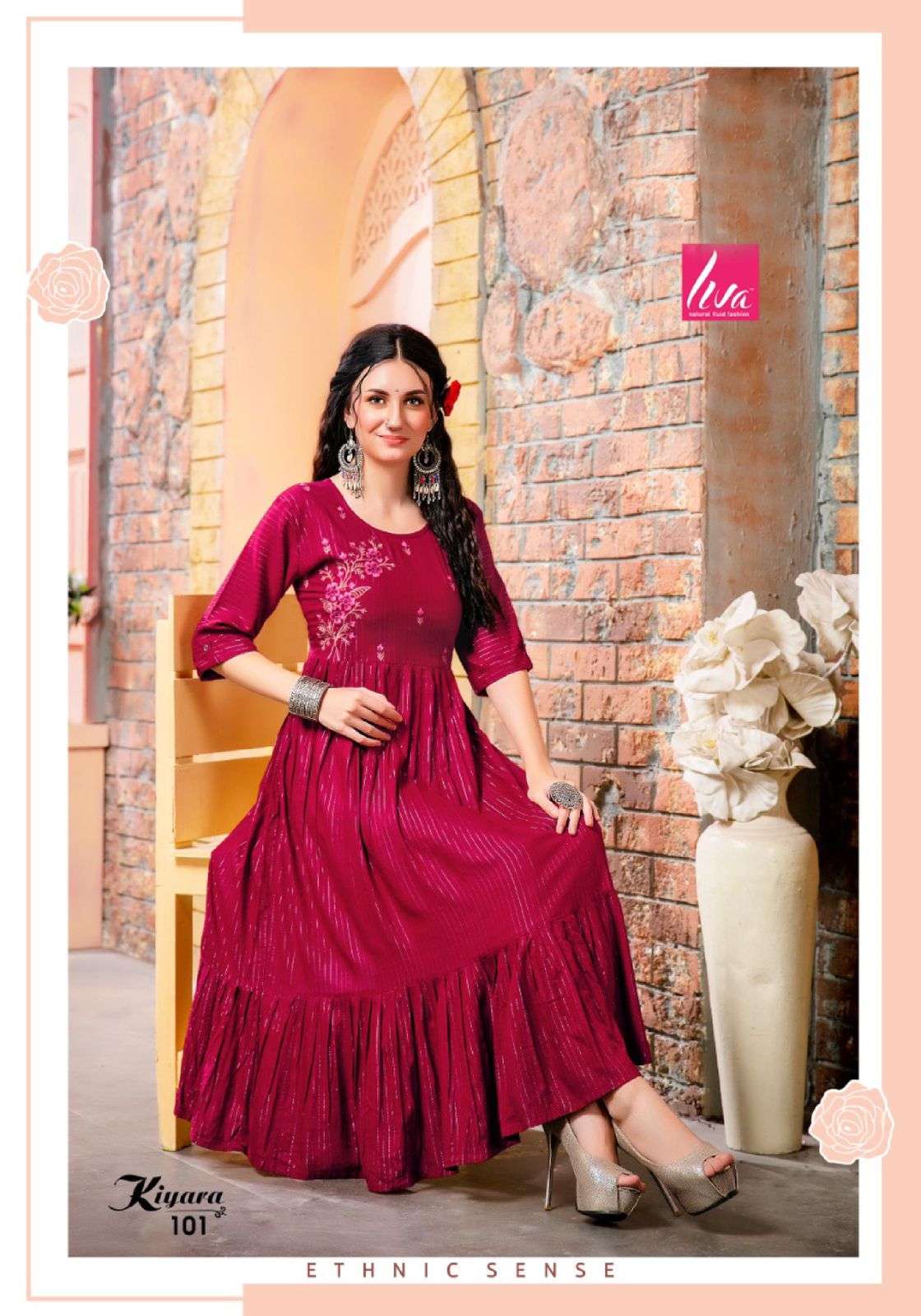 KIYARA BY LIVA 101 TO 108 SERIES DESIGNER STYLISH FANCY COLORFUL BEAUTIFUL PARTY WEAR & ETHNIC WEAR COLLECTION LUREX KURTIS AT WHOLESALE PRICE