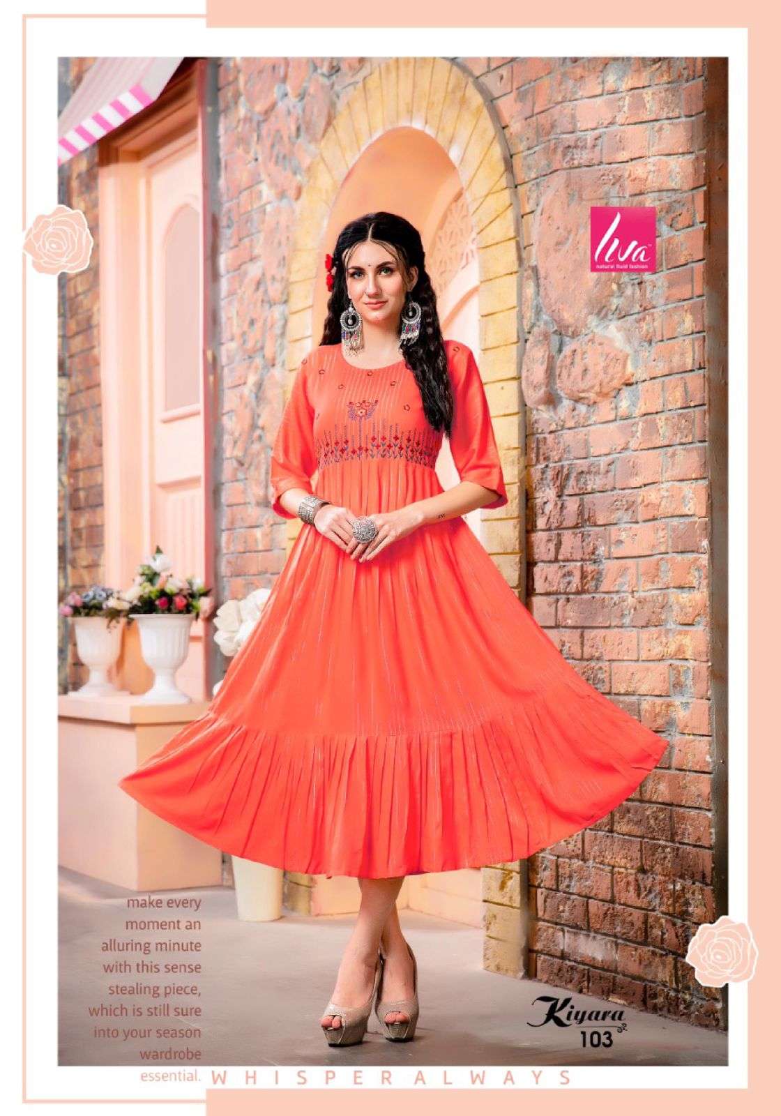 KIYARA BY LIVA 101 TO 108 SERIES DESIGNER STYLISH FANCY COLORFUL BEAUTIFUL PARTY WEAR & ETHNIC WEAR COLLECTION LUREX KURTIS AT WHOLESALE PRICE