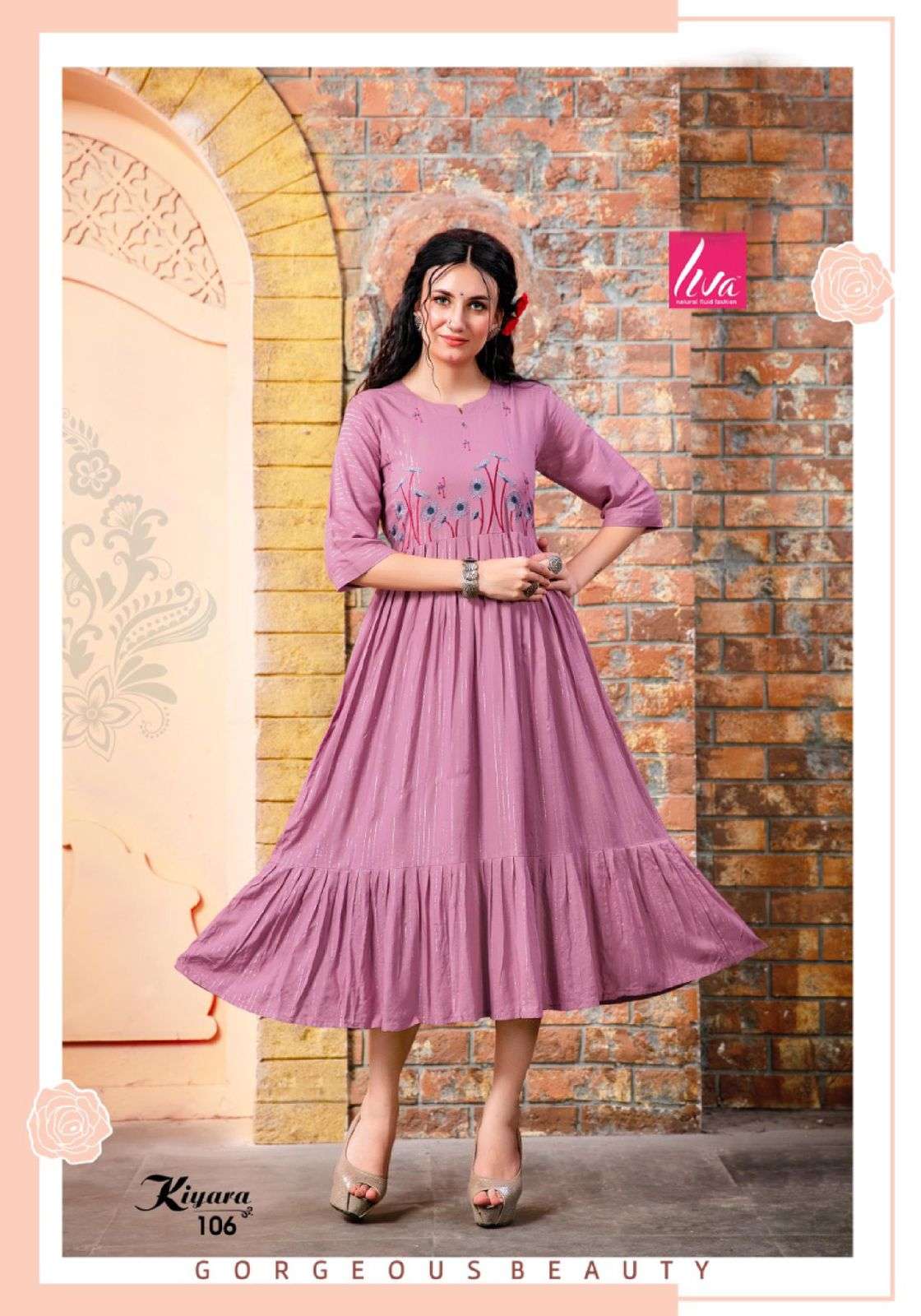 KIYARA BY LIVA 101 TO 108 SERIES DESIGNER STYLISH FANCY COLORFUL BEAUTIFUL PARTY WEAR & ETHNIC WEAR COLLECTION LUREX KURTIS AT WHOLESALE PRICE