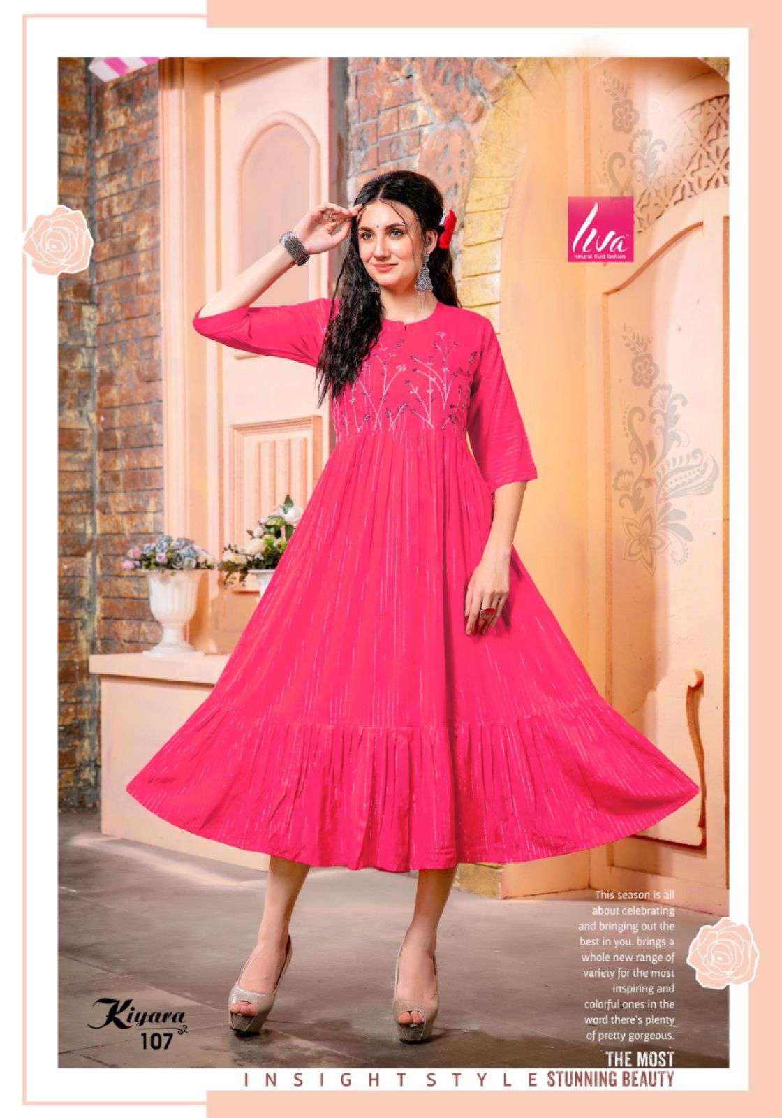 KIYARA BY LIVA 101 TO 108 SERIES DESIGNER STYLISH FANCY COLORFUL BEAUTIFUL PARTY WEAR & ETHNIC WEAR COLLECTION LUREX KURTIS AT WHOLESALE PRICE