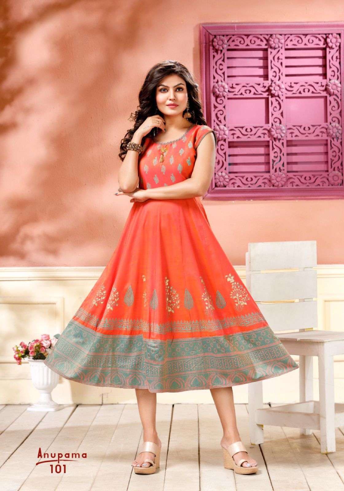 ANUPAMA BY LIVA 101 TO 108 SERIES DESIGNER STYLISH FANCY COLORFUL BEAUTIFUL PARTY WEAR & ETHNIC WEAR COLLECTION RAYON SILK KURTIS AT WHOLESALE PRICE