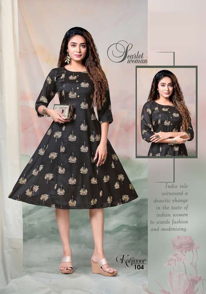 KOHINOOR BY LIVA 101 TO 108 SERIES DESIGNER STYLISH FANCY COLORFUL BEAUTIFUL PARTY WEAR & ETHNIC WEAR COLLECTION RAYON PRINT KURTIS AT WHOLESALE PRICE