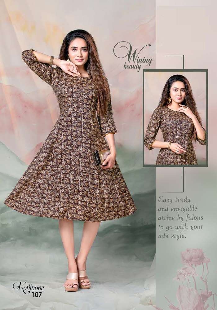 KOHINOOR BY LIVA 101 TO 108 SERIES DESIGNER STYLISH FANCY COLORFUL BEAUTIFUL PARTY WEAR & ETHNIC WEAR COLLECTION RAYON PRINT KURTIS AT WHOLESALE PRICE