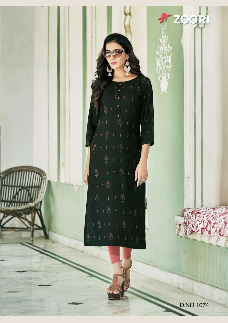AKSHARA VOL-12 BY ZOORI 1069 TO 1074 SERIES DESIGNER STYLISH FANCY COLORFUL BEAUTIFUL PARTY WEAR & ETHNIC WEAR COLLECTION RAYON PRINT KURTIS AT WHOLESALE PRICE
