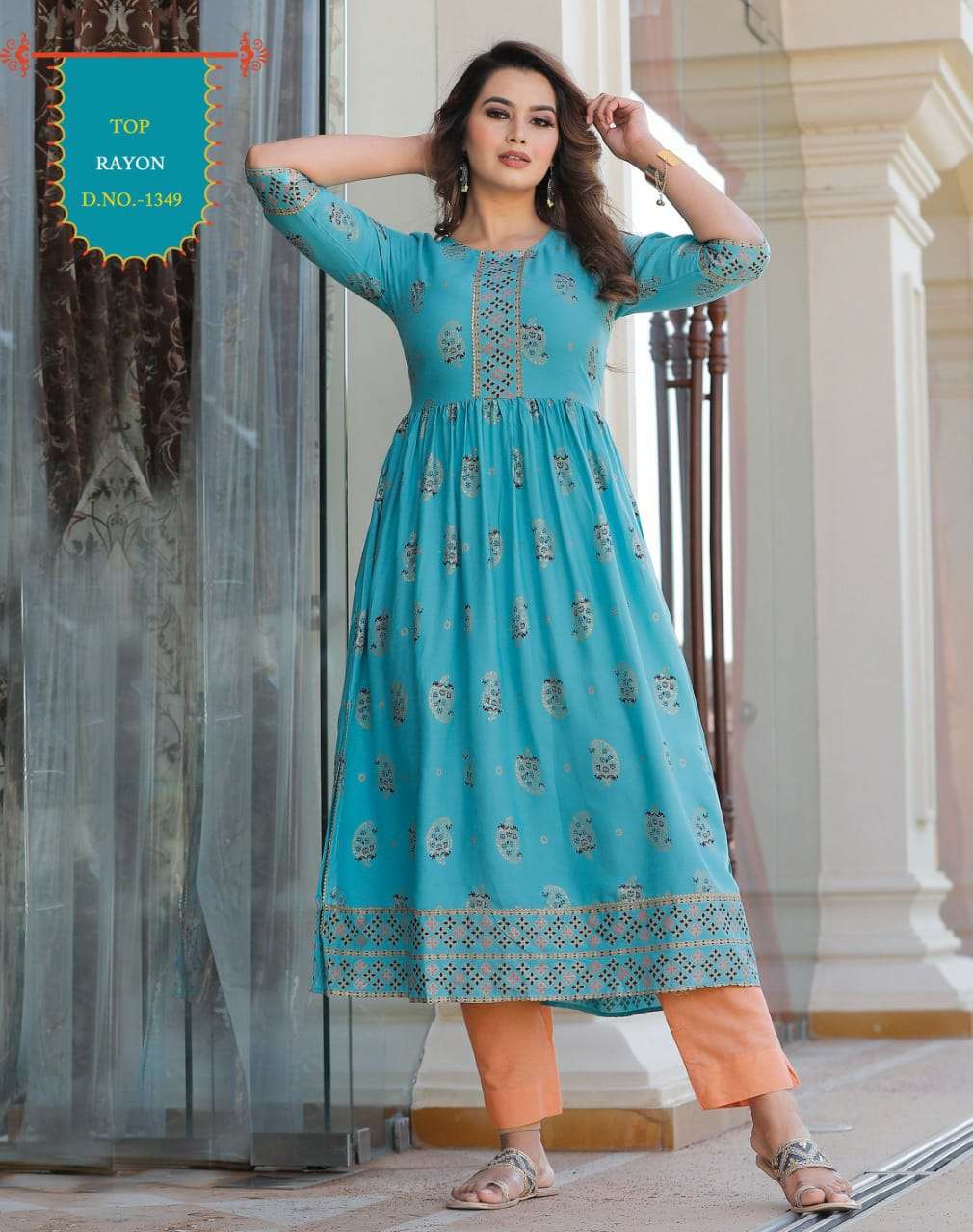 NYRA BY KAAMIRI 1348 TO 1350 SERIES DESIGNER STYLISH FANCY COLORFUL BEAUTIFUL PARTY WEAR & ETHNIC WEAR COLLECTION RAYON PRINT KURTIS AT WHOLESALE PRICE