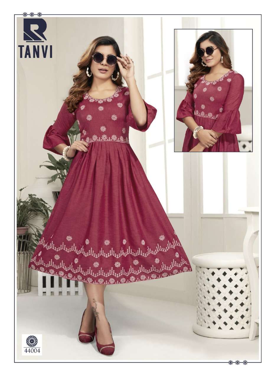 TANVI BY RAASHI 44001 TO 44008 SERIES DESIGNER STYLISH FANCY COLORFUL BEAUTIFUL PARTY WEAR & ETHNIC WEAR COLLECTION RAYON SLUB KURTIS AT WHOLESALE PRICE