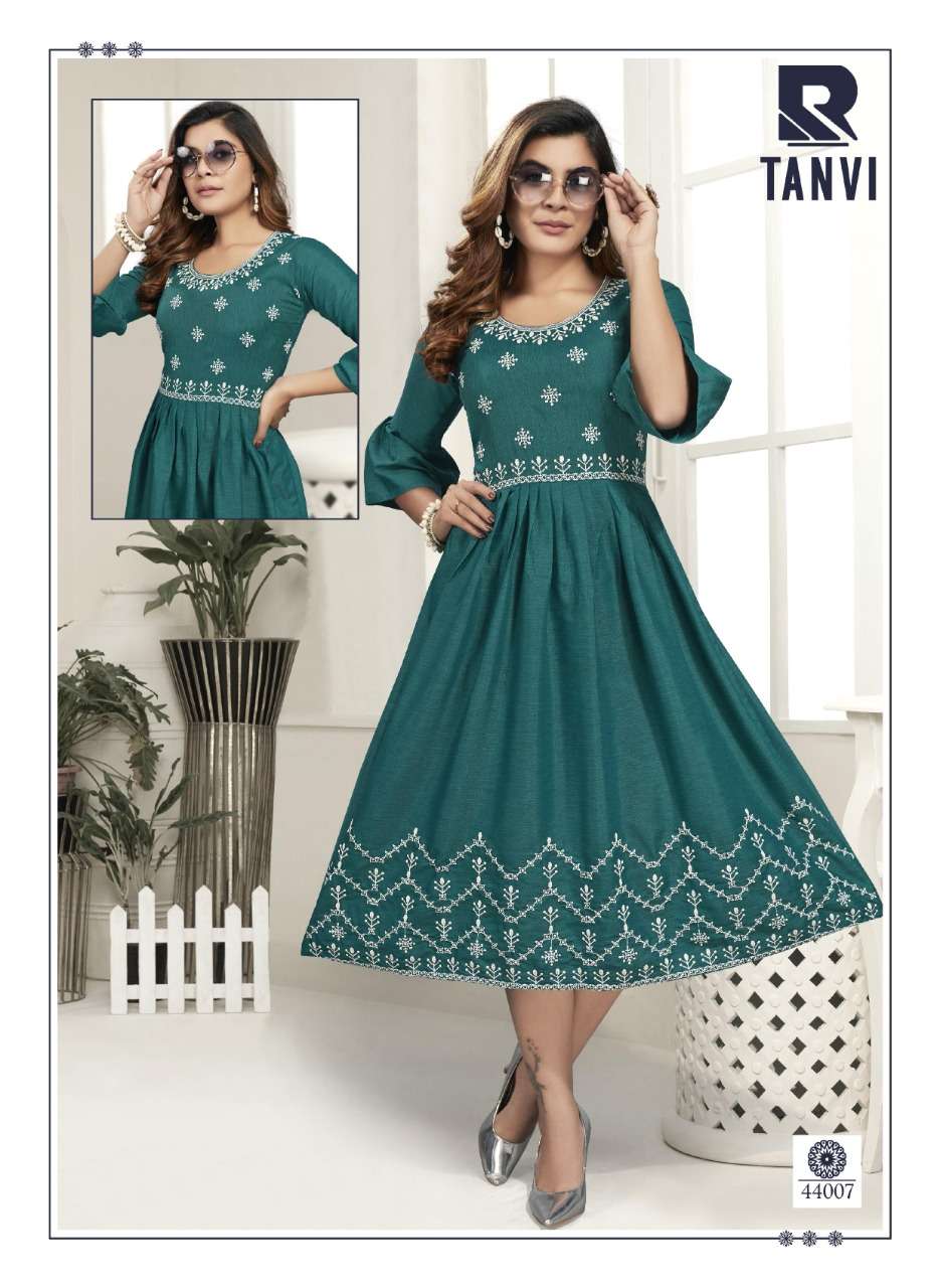 TANVI BY RAASHI 44001 TO 44008 SERIES DESIGNER STYLISH FANCY COLORFUL BEAUTIFUL PARTY WEAR & ETHNIC WEAR COLLECTION RAYON SLUB KURTIS AT WHOLESALE PRICE