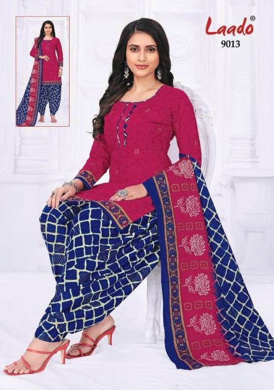 PRITI PATIALA VOL-9 BY LAADO 9001 TO 9020 SERIES BEAUTIFUL SUITS STYLISH FANCY COLORFUL PARTY WEAR & OCCASIONAL WEAR COTTON PRINTED DRESSES AT WHOLESALE PRICE