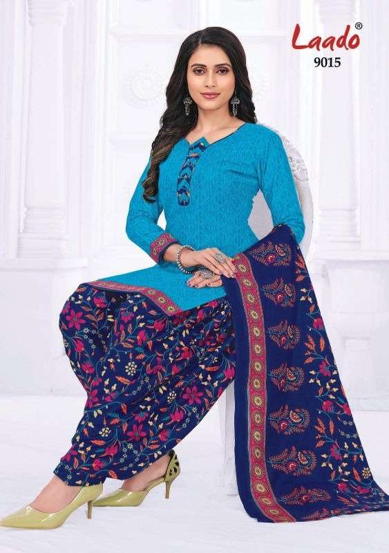 PRITI PATIALA VOL-9 BY LAADO 9001 TO 9020 SERIES BEAUTIFUL SUITS STYLISH FANCY COLORFUL PARTY WEAR & OCCASIONAL WEAR COTTON PRINTED DRESSES AT WHOLESALE PRICE