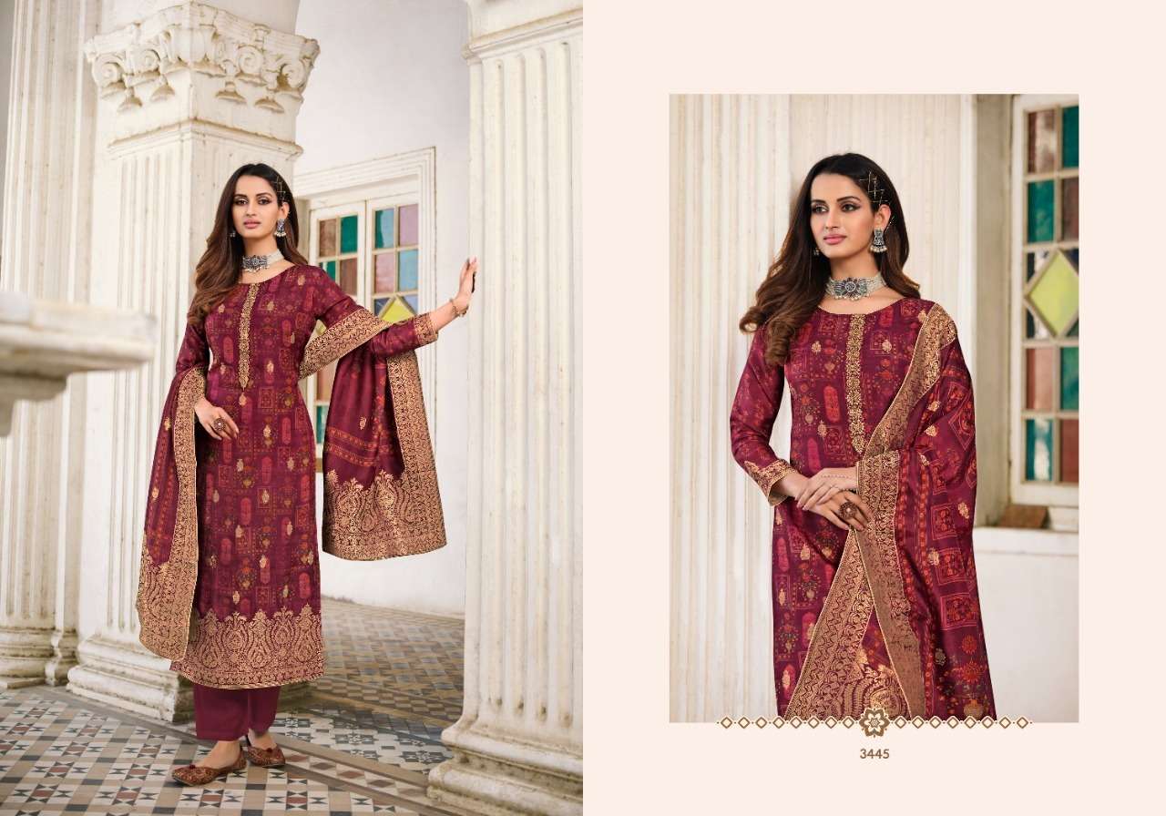 KADAMBARI VOL-2 BY CHARMY 3441 TO 3446 SERIES BEAUTIFUL SUITS COLORFUL STYLISH FANCY CASUAL WEAR & ETHNIC WEAR VISCOSE DOLA JACQUARD PRINT DRESSES AT WHOLESALE PRICE