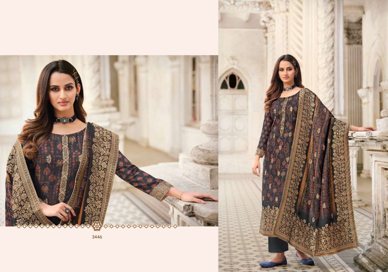 KADAMBARI VOL-2 BY CHARMY 3441 TO 3446 SERIES BEAUTIFUL SUITS COLORFUL STYLISH FANCY CASUAL WEAR & ETHNIC WEAR VISCOSE DOLA JACQUARD PRINT DRESSES AT WHOLESALE PRICE