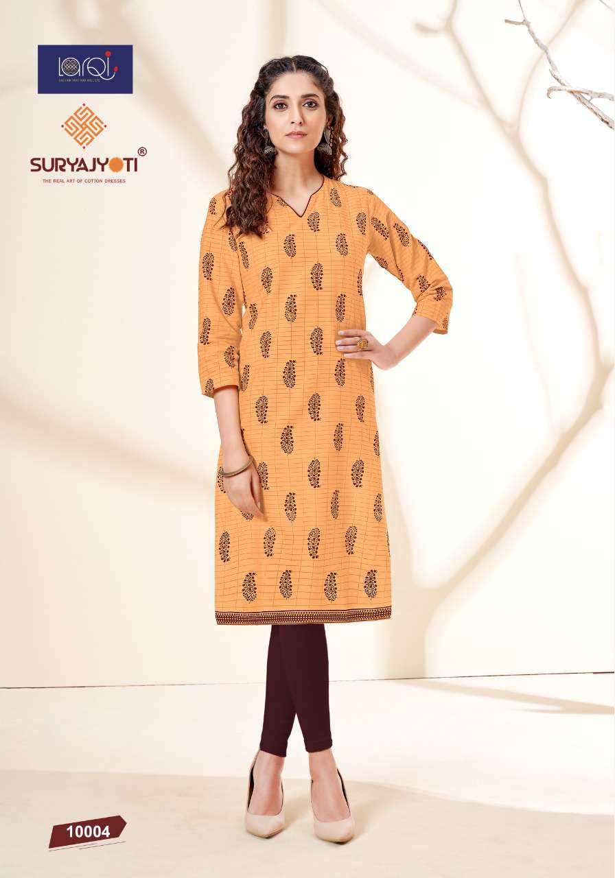 PEHEL VOL-10 BY SURYAJYOTI 10001 TO 10015 SERIES DESIGNER STYLISH FANCY COLORFUL BEAUTIFUL PARTY WEAR & ETHNIC WEAR COLLECTION COTTON PRINT KURTIS AT WHOLESALE PRICE