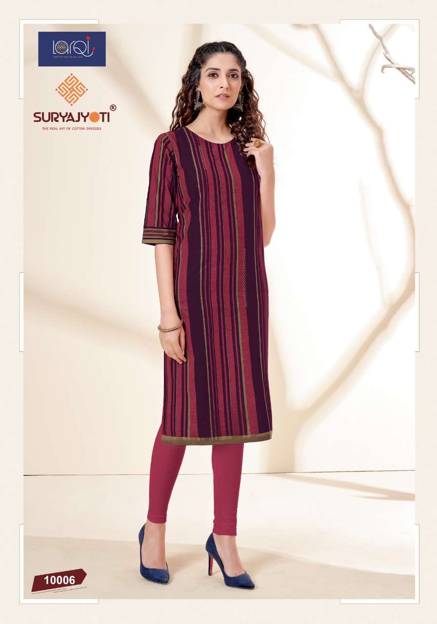 PEHEL VOL-10 BY SURYAJYOTI 10001 TO 10015 SERIES DESIGNER STYLISH FANCY COLORFUL BEAUTIFUL PARTY WEAR & ETHNIC WEAR COLLECTION COTTON PRINT KURTIS AT WHOLESALE PRICE