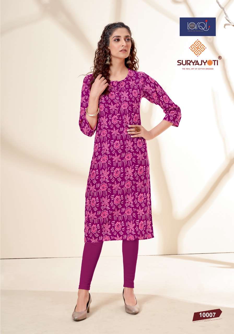 PEHEL VOL-10 BY SURYAJYOTI 10001 TO 10015 SERIES DESIGNER STYLISH FANCY COLORFUL BEAUTIFUL PARTY WEAR & ETHNIC WEAR COLLECTION COTTON PRINT KURTIS AT WHOLESALE PRICE
