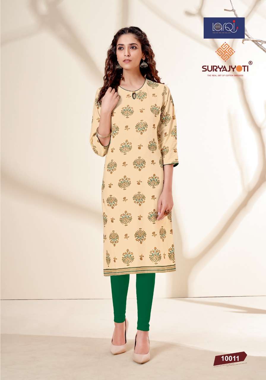 PEHEL VOL-10 BY SURYAJYOTI 10001 TO 10015 SERIES DESIGNER STYLISH FANCY COLORFUL BEAUTIFUL PARTY WEAR & ETHNIC WEAR COLLECTION COTTON PRINT KURTIS AT WHOLESALE PRICE