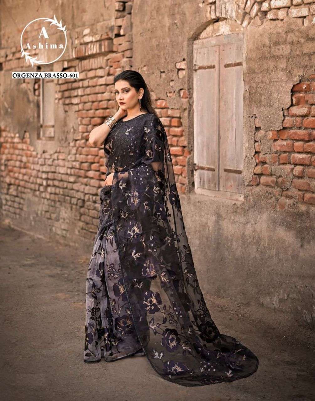 ORGANZA BRASSO BY ASHIMA 601 TO 608 SERIES INDIAN TRADITIONAL WEAR COLLECTION BEAUTIFUL STYLISH FANCY COLORFUL PARTY WEAR & OCCASIONAL WEAR ORGANZA BRASSO SAREES AT WHOLESALE PRICE