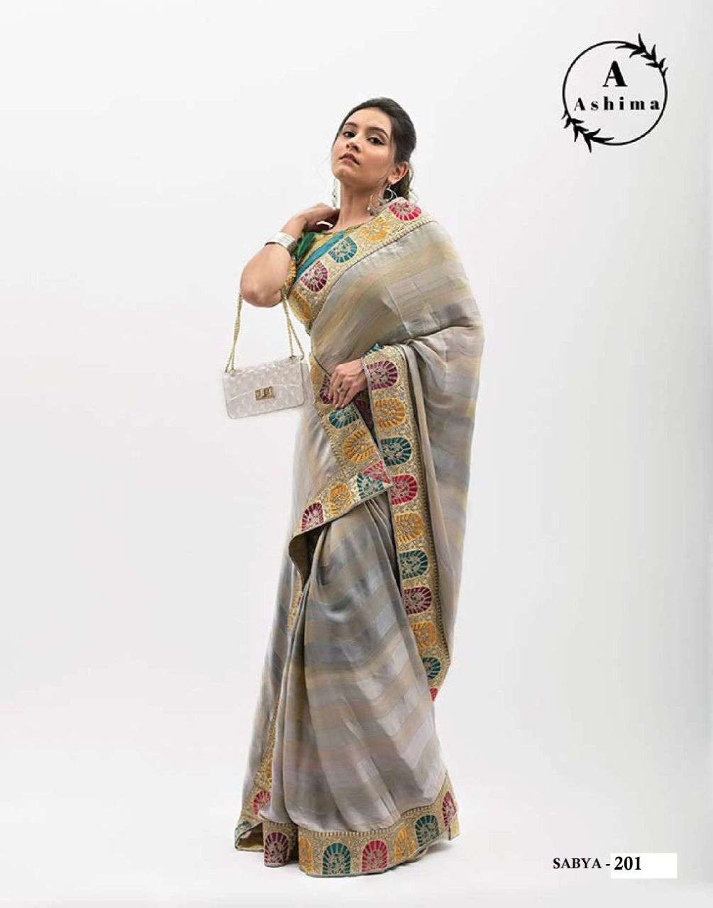 SABYA BY ASHIMA 201 TO 208 SERIES INDIAN TRADITIONAL WEAR COLLECTION BEAUTIFUL STYLISH FANCY COLORFUL PARTY WEAR & OCCASIONAL WEAR SATIN SAREES AT WHOLESALE PRICE