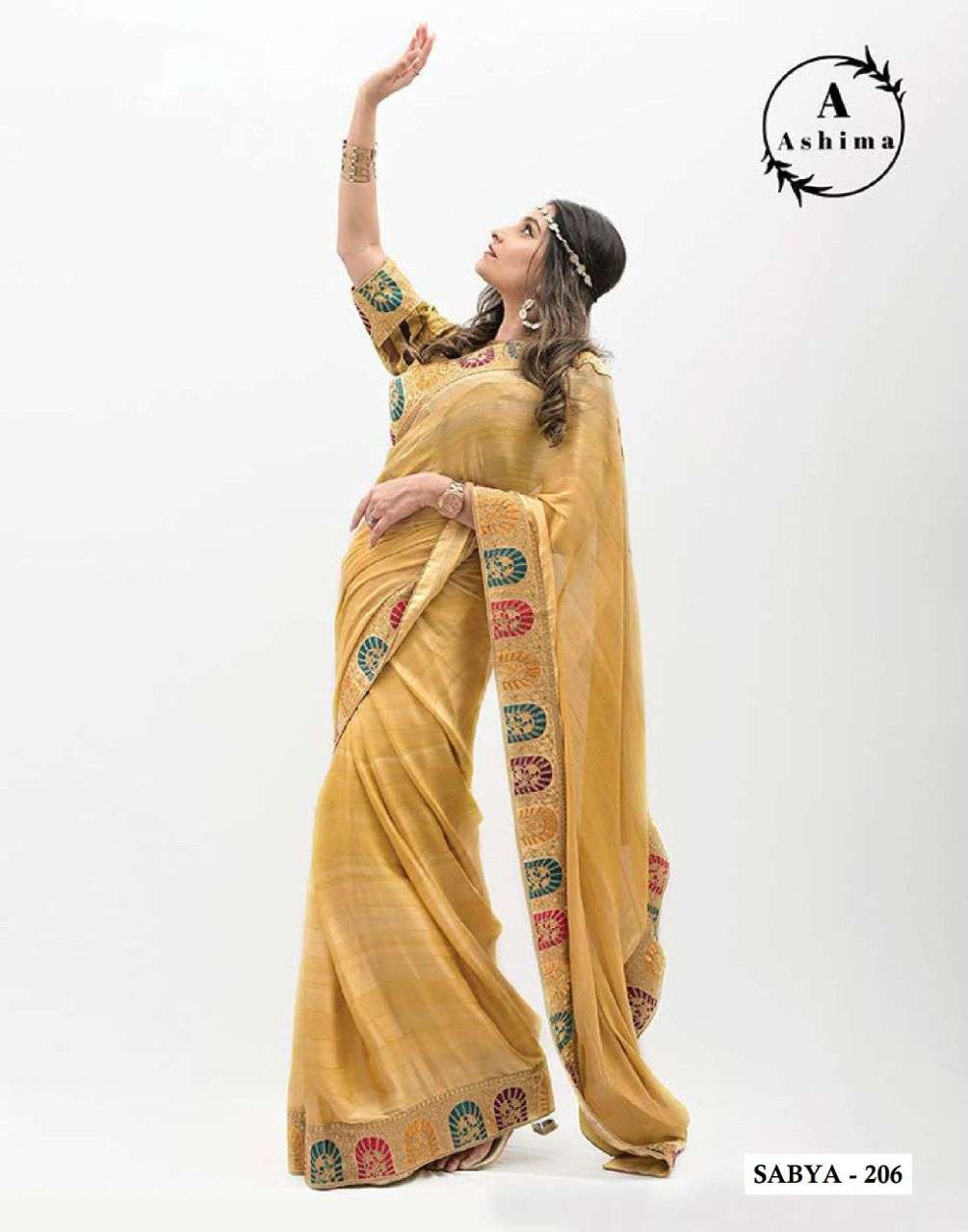 SABYA BY ASHIMA 201 TO 208 SERIES INDIAN TRADITIONAL WEAR COLLECTION BEAUTIFUL STYLISH FANCY COLORFUL PARTY WEAR & OCCASIONAL WEAR SATIN SAREES AT WHOLESALE PRICE