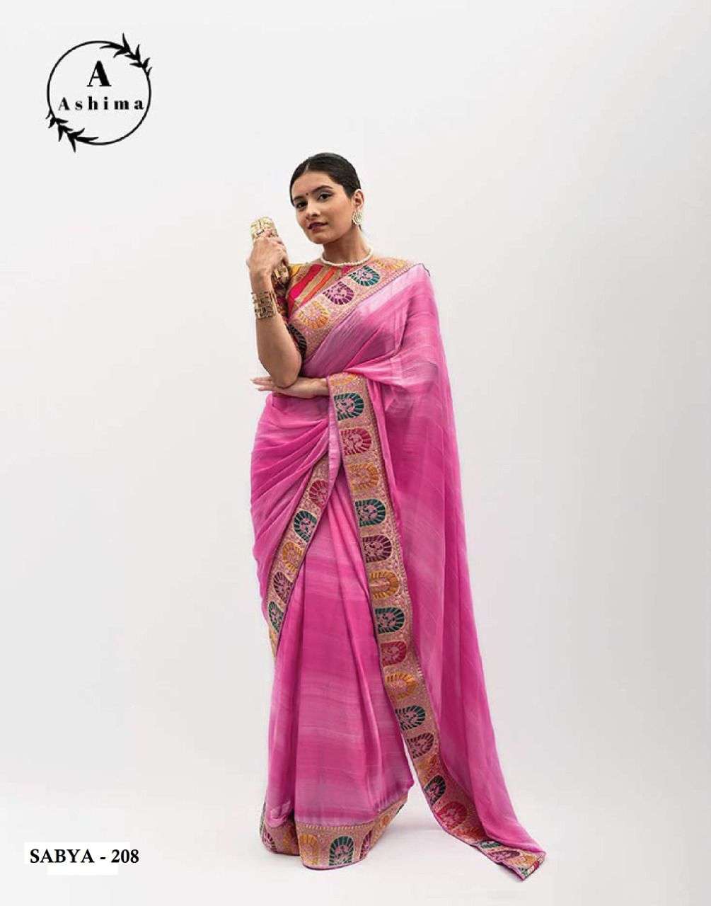 SABYA BY ASHIMA 201 TO 208 SERIES INDIAN TRADITIONAL WEAR COLLECTION BEAUTIFUL STYLISH FANCY COLORFUL PARTY WEAR & OCCASIONAL WEAR SATIN SAREES AT WHOLESALE PRICE