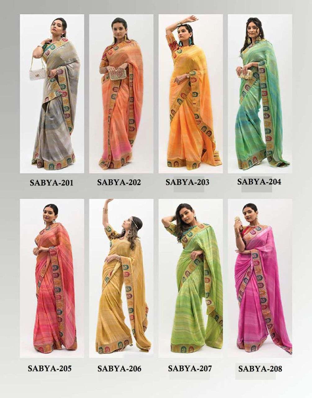 SABYA BY ASHIMA 201 TO 208 SERIES INDIAN TRADITIONAL WEAR COLLECTION BEAUTIFUL STYLISH FANCY COLORFUL PARTY WEAR & OCCASIONAL WEAR SATIN SAREES AT WHOLESALE PRICE